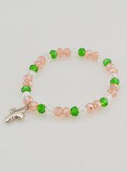 Pulsera con Cruz - Cuentas de Vidrio Multicolores