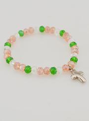 Pulsera con Cruz - Cuentas de Vidrio Multicolores