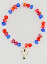 Pulsera con Cruz - Azul, blanco, rojo
