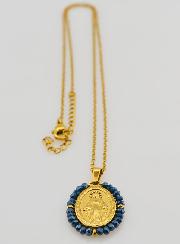 Medalla Milagrosa Cuentas Facetadas + Cadena - Azul