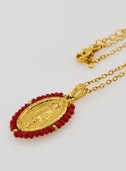 Medalla Milagrosa Cuentas Facetadas + Cadena - Rojo