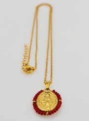 Medalla Milagrosa Cuentas Facetadas + Cadena - Rojo