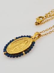 Medalla Milagrosa Cuentas Facetadas + Cadena - Negro