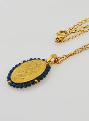 Medalla Milagrosa Cuentas Facetadas + Cadena - Negro