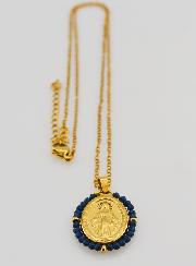 Medalla Milagrosa Cuentas Facetadas + Cadena - Negro