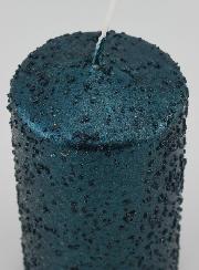 Vela decorativa con purpurina - Azul verdoso