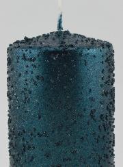 Vela navideña con purpurina - Azul verdoso