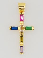 Pingente Cruz Multicolorida - 23mm
