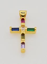 Pingente Cruz Multicolorida - 23mm