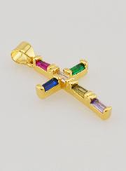 Pingente Cruz Multicolorida - 23mm