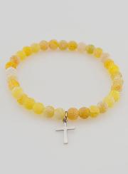 Pulseira Religiosa Cruz & Ágata - Amarelo