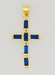 Colgante de cruz azul - 23 mm