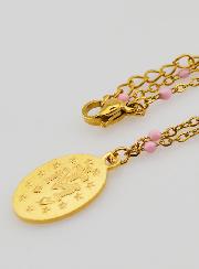 Colar de Contas & Medalha Milagrosa - Rosa