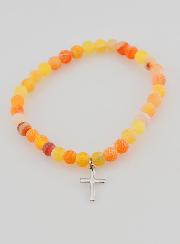 Pulseira Religiosa Cruz & Ágata - Laranja