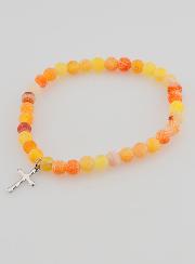 Pulseira Religiosa Cruz & Ágata - Laranja
