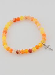 Pulseira Religiosa Cruz & Ágata - Laranja