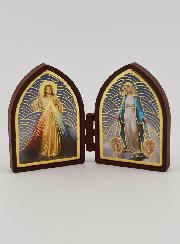 Ícone Díptico Mini - Cristo & Milagrosa
