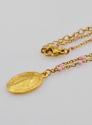 Medalha Milagrosa & Corrente com Contas - Rosa
