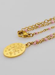 Medalha Milagrosa & Corrente com Contas - Rosa