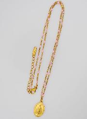 Medalha Milagrosa & Corrente com Contas - Rosa