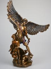 Estatua religiosa de San Miguel Arcángel en bronce - 37 cm