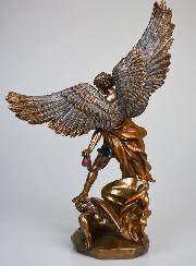Estatua religiosa de San Miguel Arcángel en bronce - 37 cm