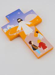 Cruz Infantil em Madeira - Jesus e Crianças