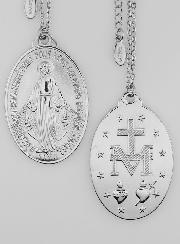 Medalha Milagrosa & Corrente Prateadas - 28mm