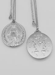 Colar Medalha Milagrosa Prateado - 33mm