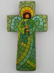 Cruz em Cerâmica Anjo Médico - 15cm