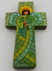 Cruz em Cerâmica Anjo Médico - 15cm