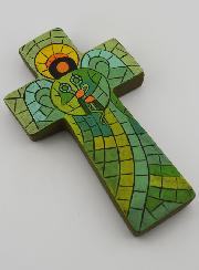 Cruz em Cerâmica Anjo Médico - 15cm