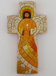 Cruz em Cerâmica Anjo Vigilante - 15cm