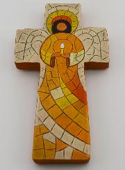 Cruz em Cerâmica Anjo Vigilante - 15cm