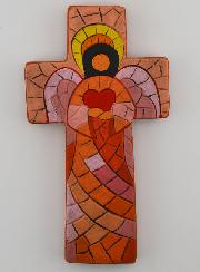 Cruz em Cerâmica Anjo do Amor - 15cm