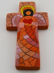 Cruz em Cerâmica Anjo do Amor - 15cm
