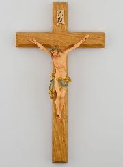 Crucifixo em Tília & Cristo com Pano Azul - 18 cm