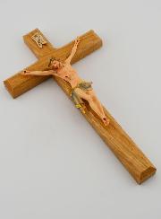 Crucifixo em Tília & Cristo com Pano Azul - 18 cm