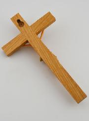 Crucifixo em Tília & Cristo com Pano Azul - 18 cm