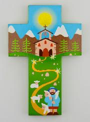 Cruz Infantil em Madeira - Bom Pastor