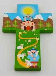 Cruz Infantil em Madeira - Bom Pastor