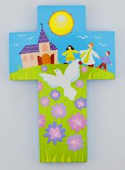 Cruz Infantil em Madeira - Sacerdote & Pomba