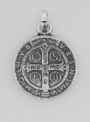 Medalha de São Bento Banhada a Prata - 18mm