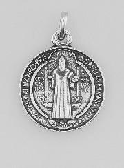 Medalha de São Bento Banhada a Prata - 18mm