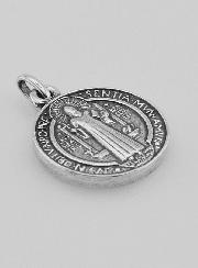 Medalha de São Bento Banhada a Prata - 18mm