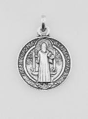 Medalha de São Bento Banhada a Prata - 15mm