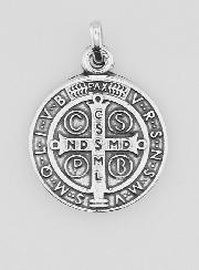 Medalha de São Bento Banhada a Prata - 10mm