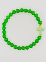 Pulseira Religiosa Cruz & Jade Verde