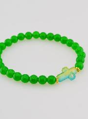 Pulseira Religiosa Cruz & Jade Verde