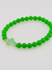 Pulseira Religiosa Cruz & Jade Verde